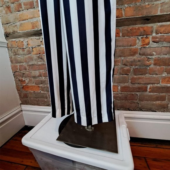 VTG Mollie Parnis Jumpsuit Navy White Stripes Belt Dolman Sleeves 1970s Size S - Picture 5 of 11